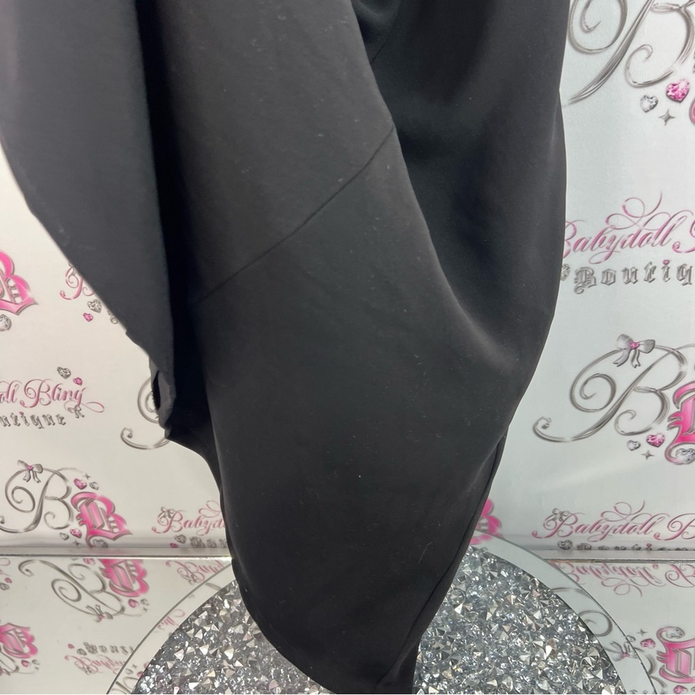 Cleocleo petite dress rhinestone bling cowl neck swoop Black Dress silver detail - Picture 7 of 13